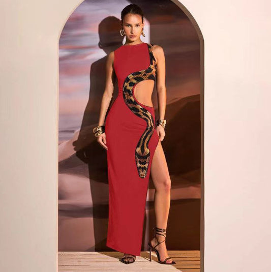 Sexy Fashion Slim Snake Print Dress