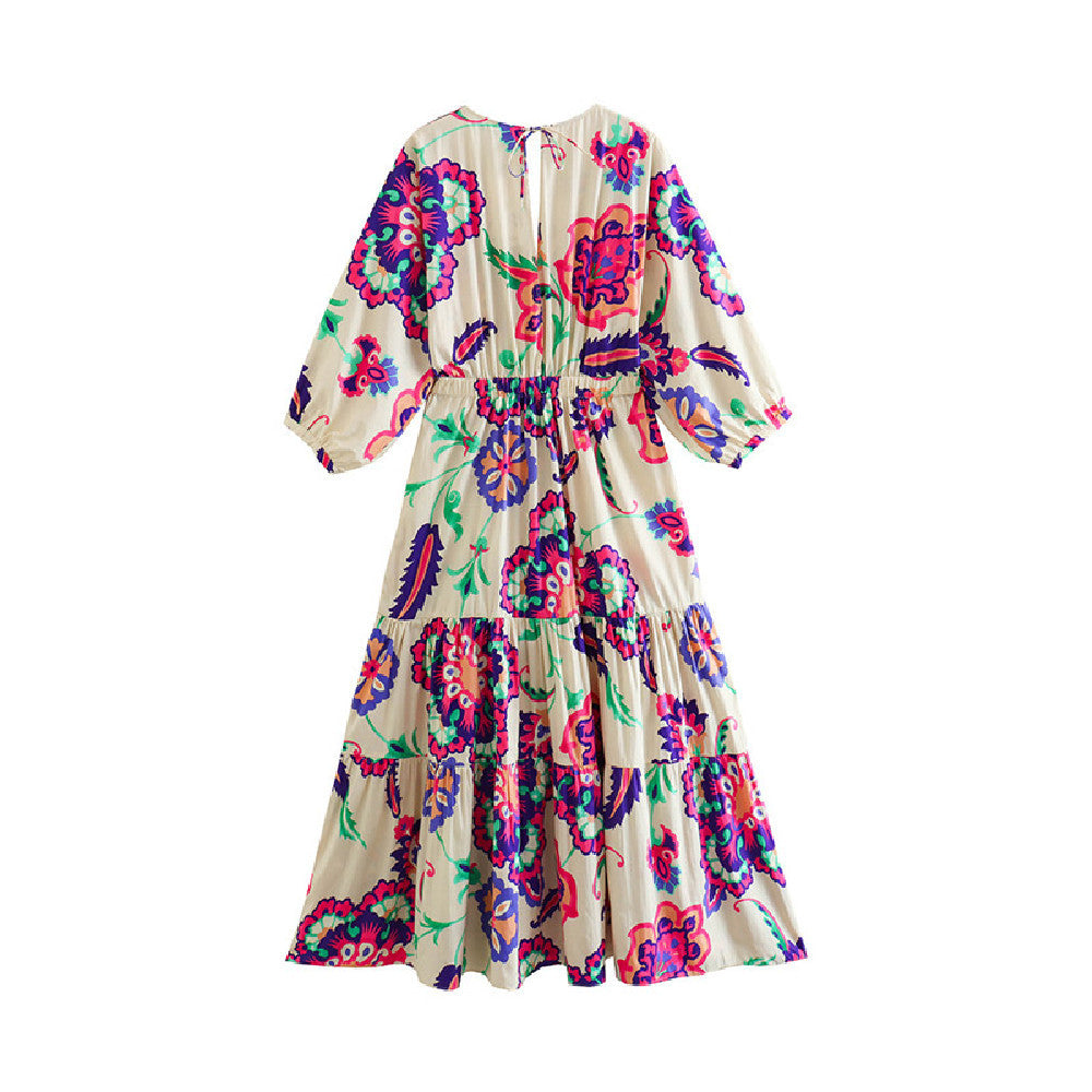 Robe longue à imprimé floral tendance