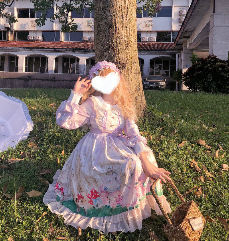 Otoño adorable vestido de Lolita princesa del palacio lindo bosque de ángeles chica suave muñeca japonesa Collar chica Op vestido Cos disfraces de sirvienta