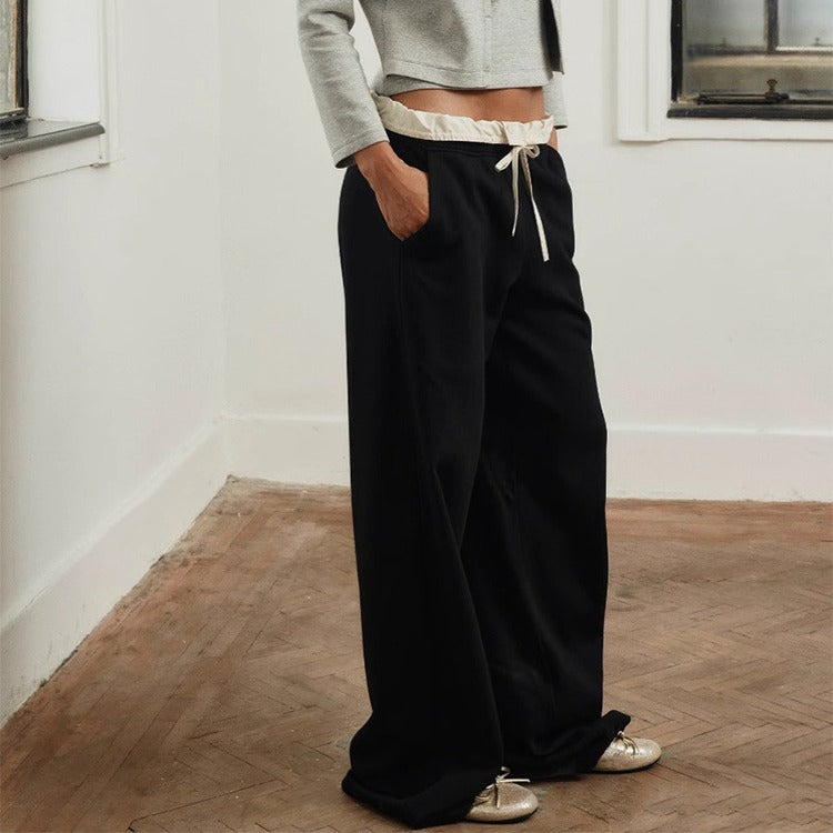 Women's Drawstring Wide-leg Sweatpants Loose Draggle-tail Trousers