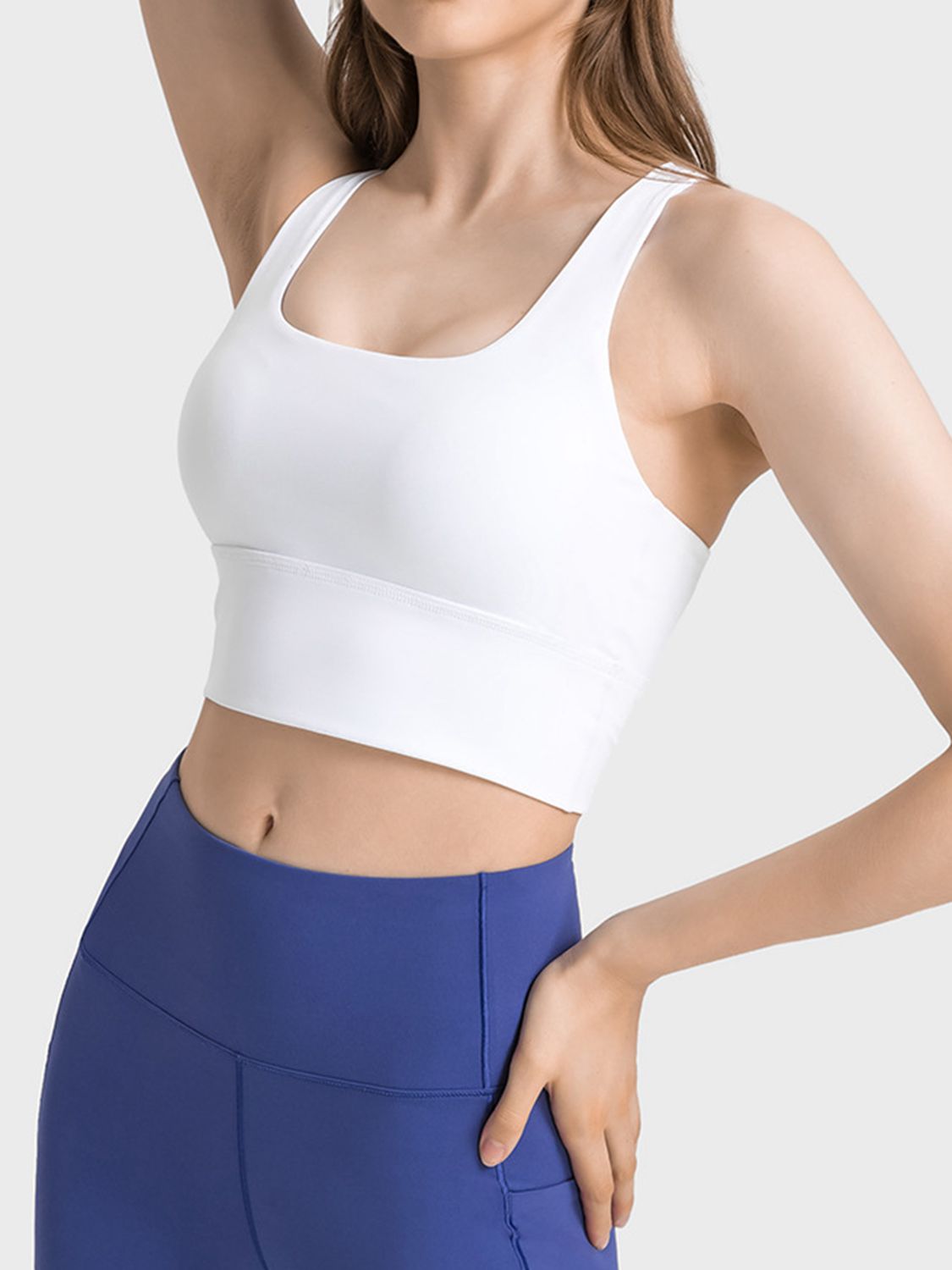 Scoop Neck Crisscross Straps Sports Bra