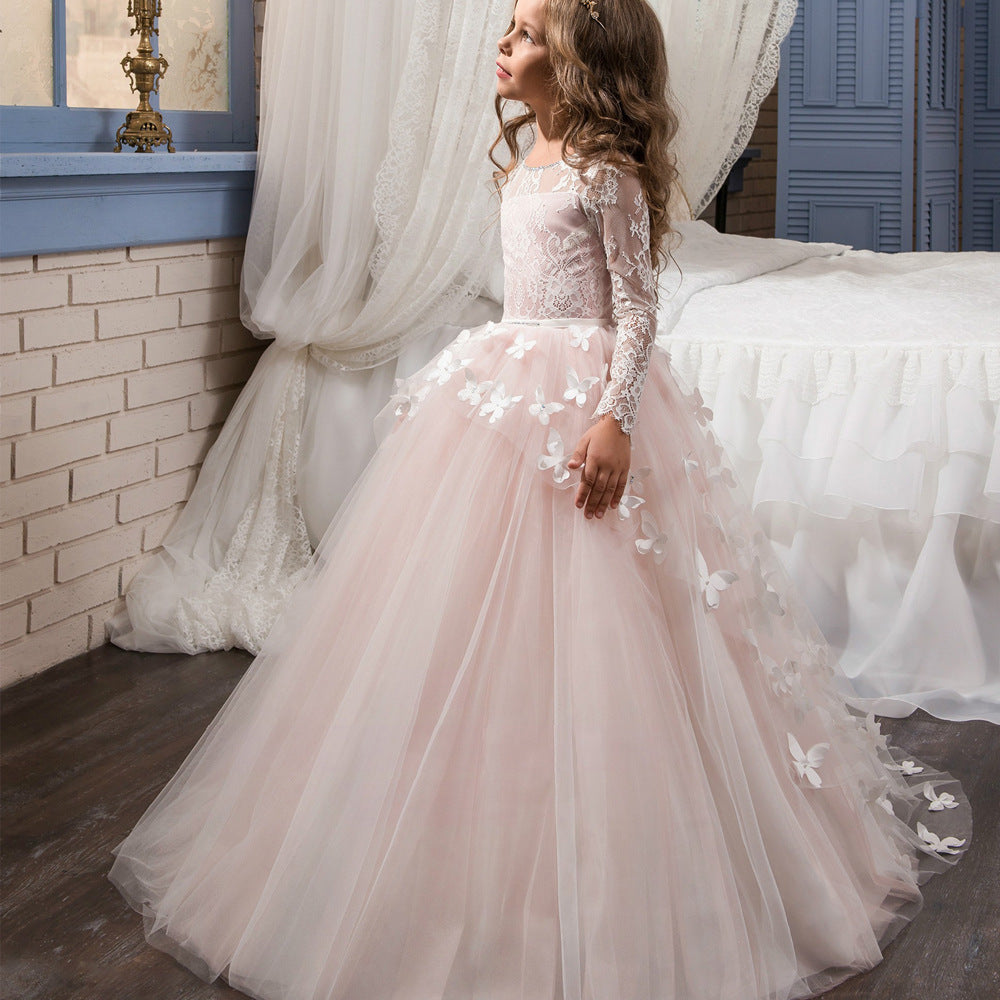 Robe longue pochée de mariage pour filles, robe de princesse