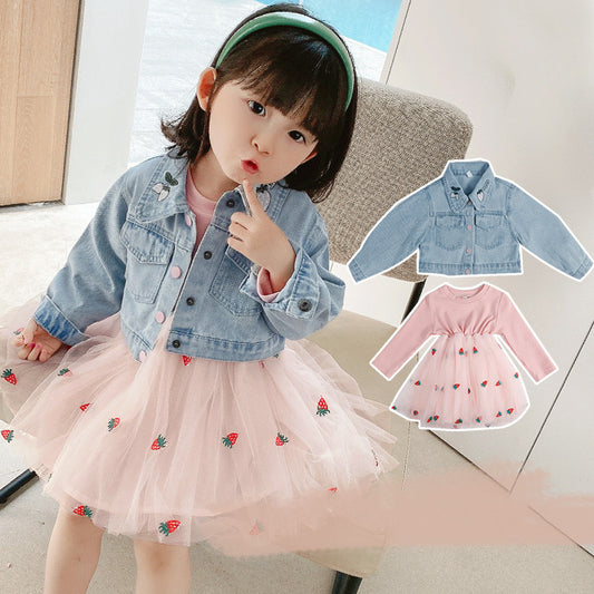 Children's Spring And Autumn Denim Western Style Girl Autumn Dress