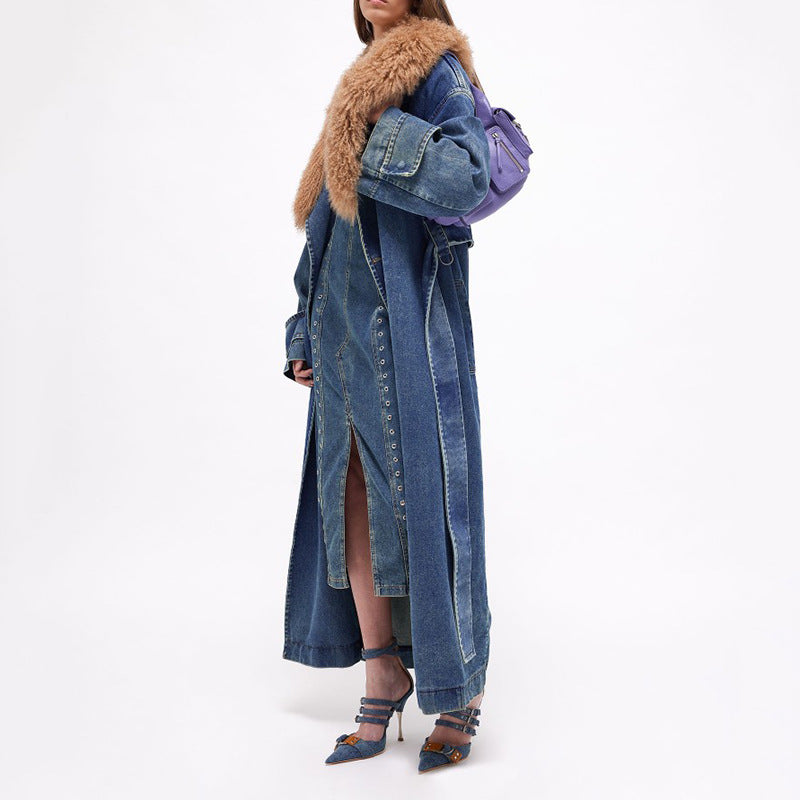 Trench-coat en denim à la mode pour femmes