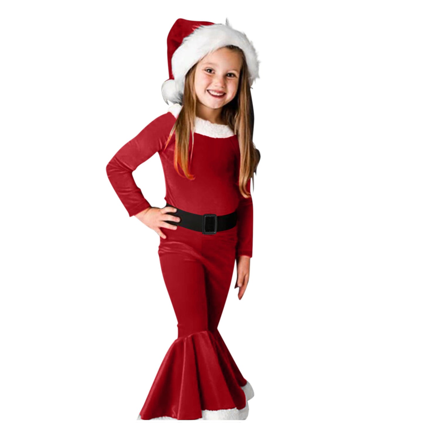 Robe évasée de Noël à manches longues pour fille