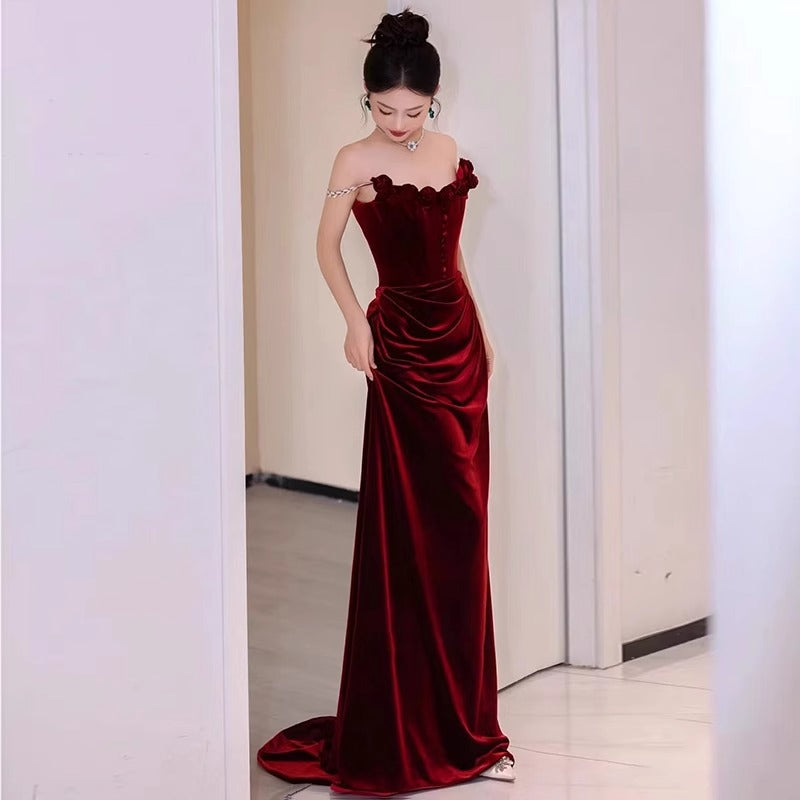 Light Luxury High-grade Velvet Marriage Engagement Dress