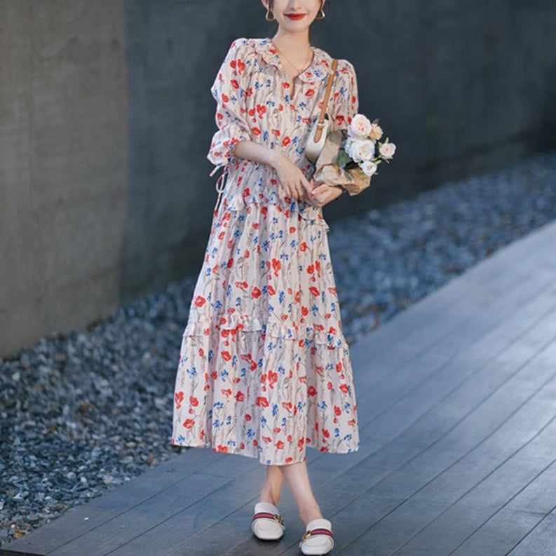 Robe anti-âge féerique rétro Tea Break de style français pour femmes