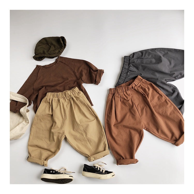 Cotton Woven Trousers Carrot Pants