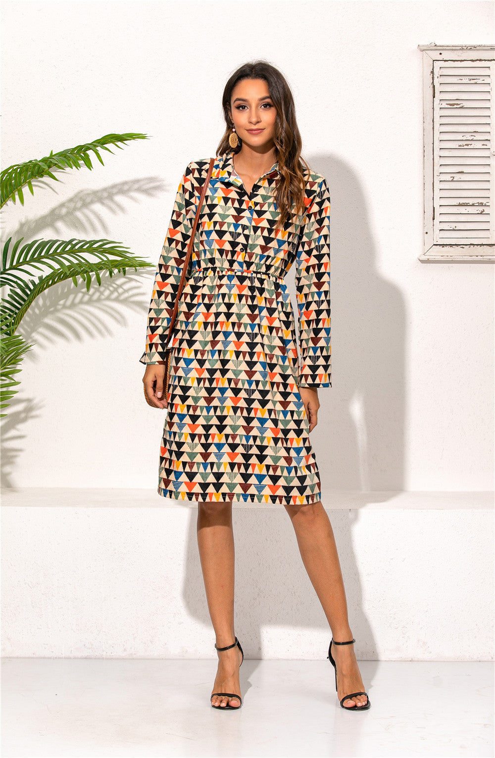 Robe à manches longues en velours côtelé à imprimé floral