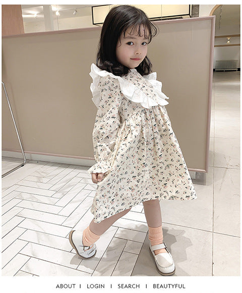 Children's floral long-sleeved princess dress