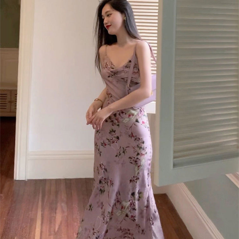 Ensemble de robe à bretelles florales deux pièces