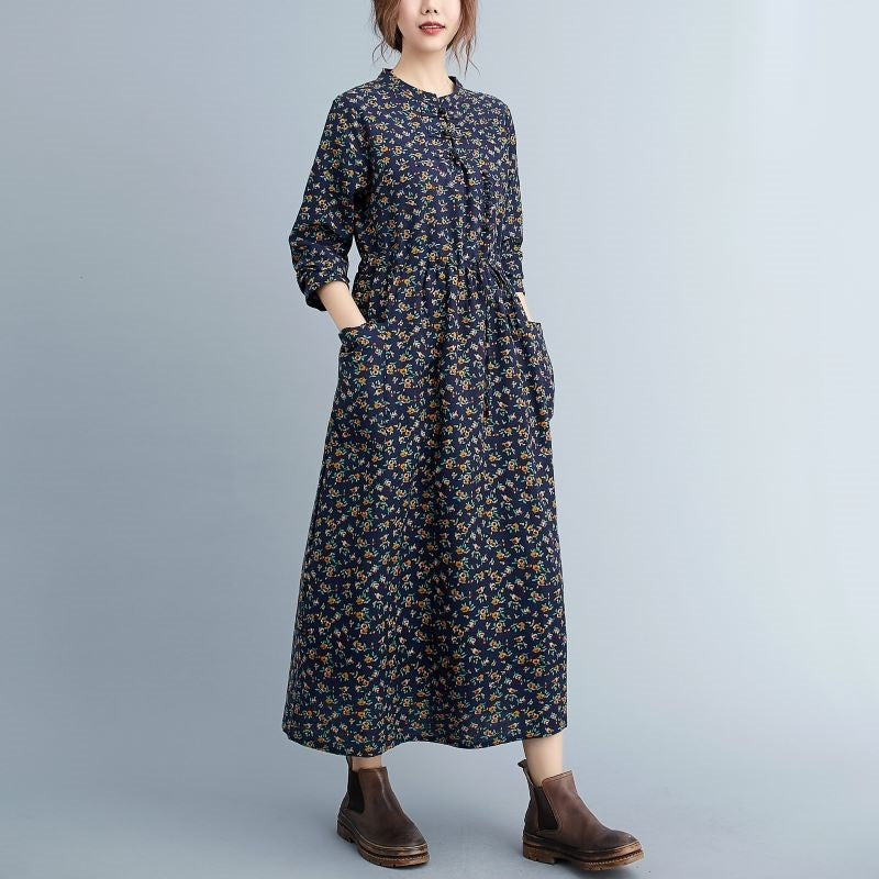 Robe fleurie à cordon de serrage pour femme