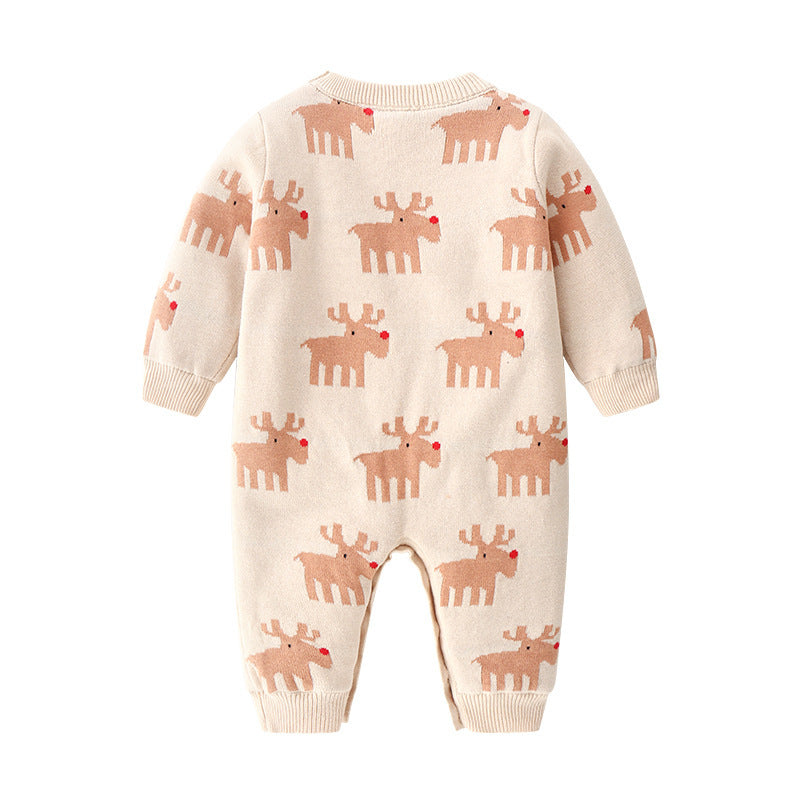 Cute apricot deer plus velvet romper