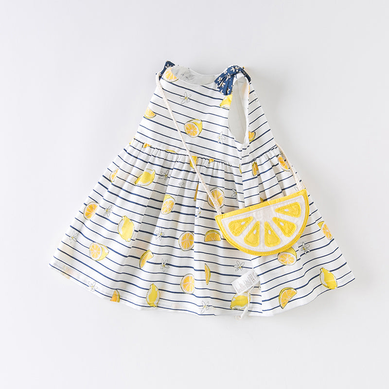 Lemon print pleated dress