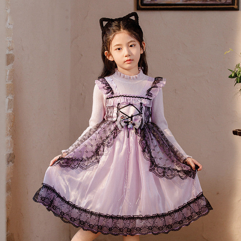 Robe violette à manches longues pour Fille