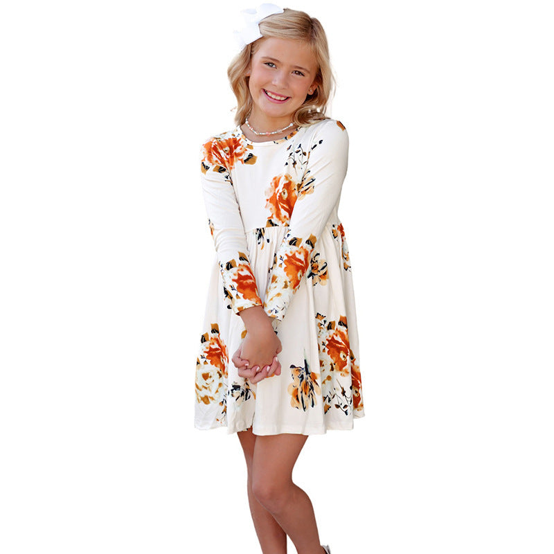 Shiying – robe courte pour filles européennes et américaines, nouvelle collection automne et hiver, manches longues, imprimé Floral, ample, courte