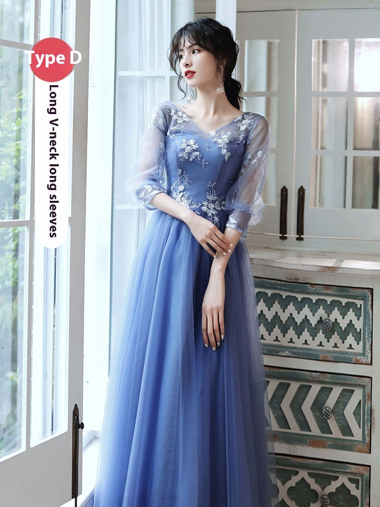 Robe de demoiselle d'honneur bleue Robe féminine de Ladybros