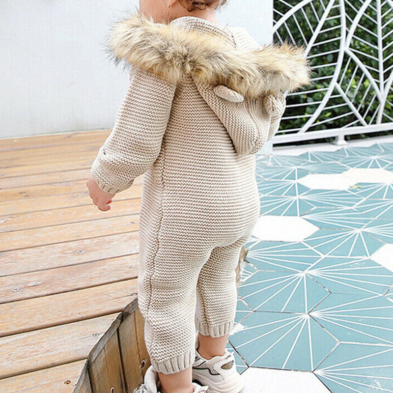 Children's hooded knitted jumpsuit