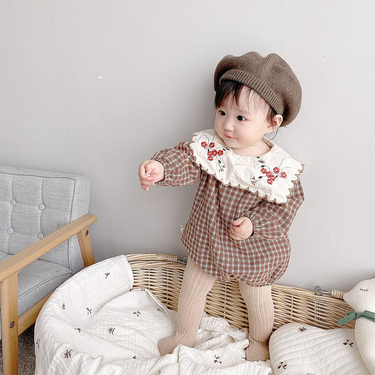 Baby flower plaid jumpsuit