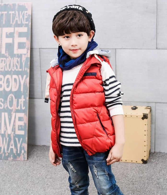 Children's Solid Color Sleeveless Padded Cotton Vest