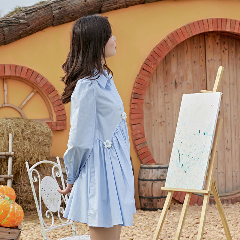 Robe de poupée à manches longues en tricot doux à fleurs rouges