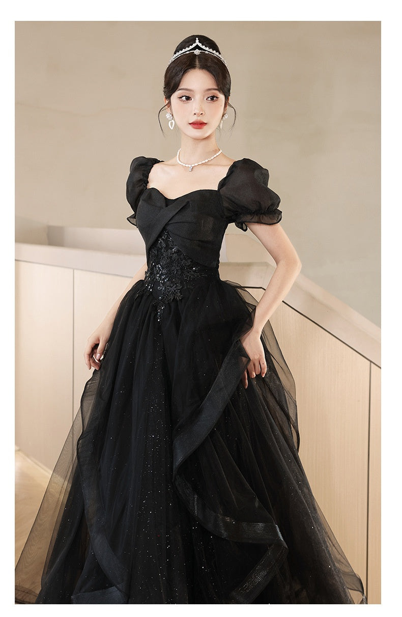 Black Evening Banquet Temperament High-end French Evening Dress