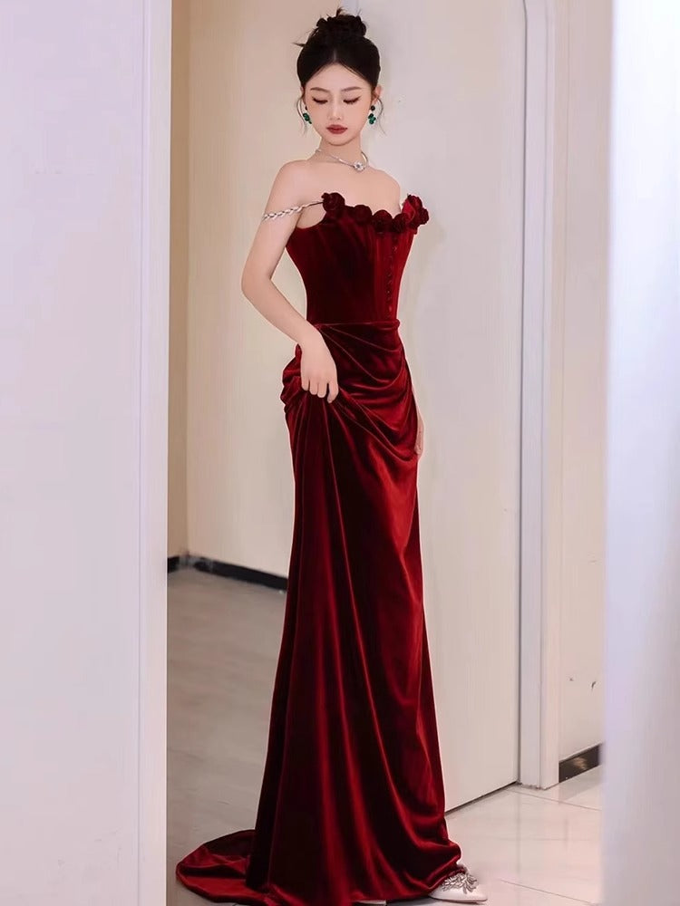 Light Luxury High-grade Velvet Marriage Engagement Dress