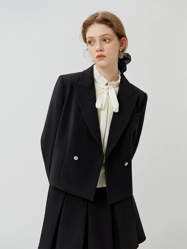 Manteau de costume court décontracté de style universitaire pour femmes