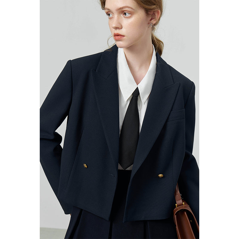 Manteau de costume court décontracté de style universitaire pour femmes