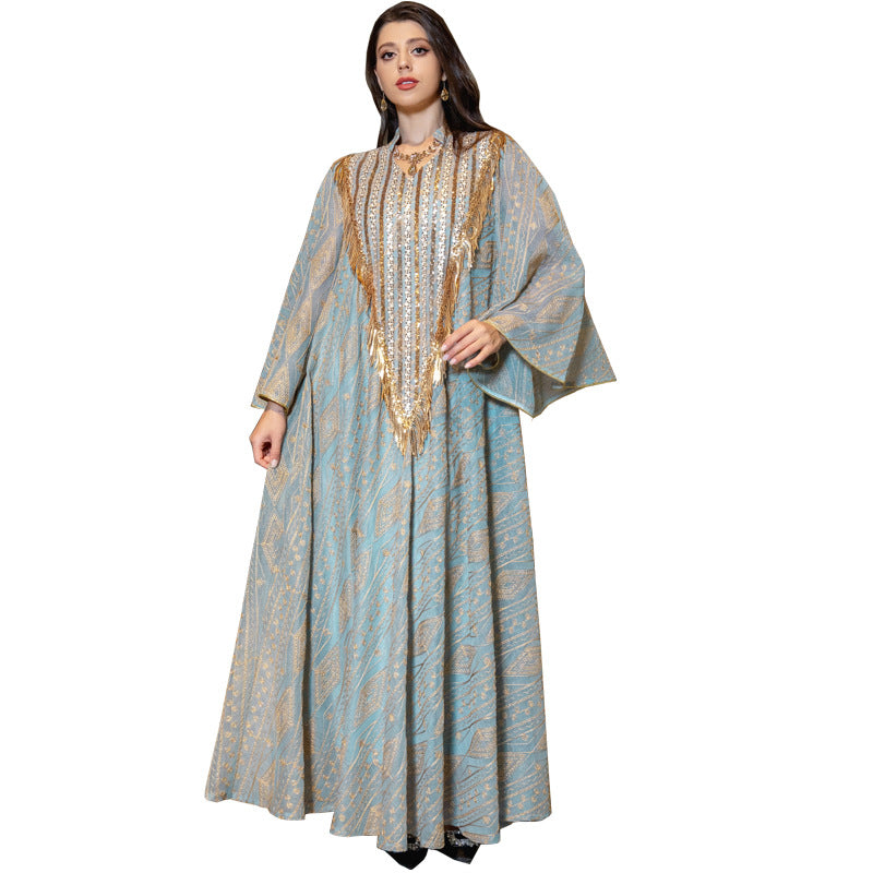 Robe de soirée de Festival arabe dubaï, en maille brodée, à paillettes, moyen-orient