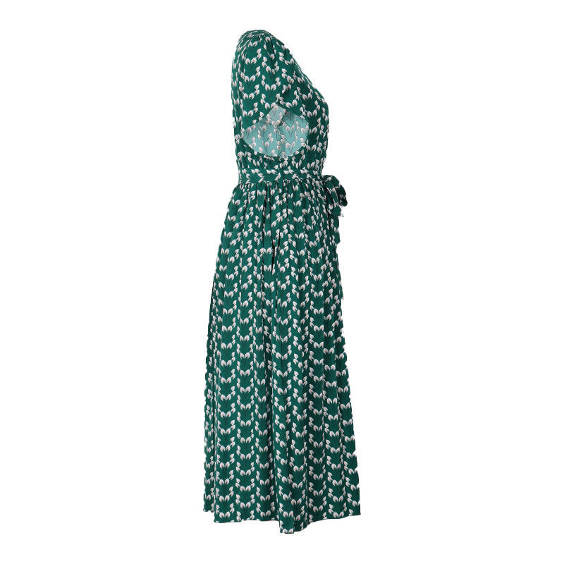 Robe d'été en polyester à imprimé floral