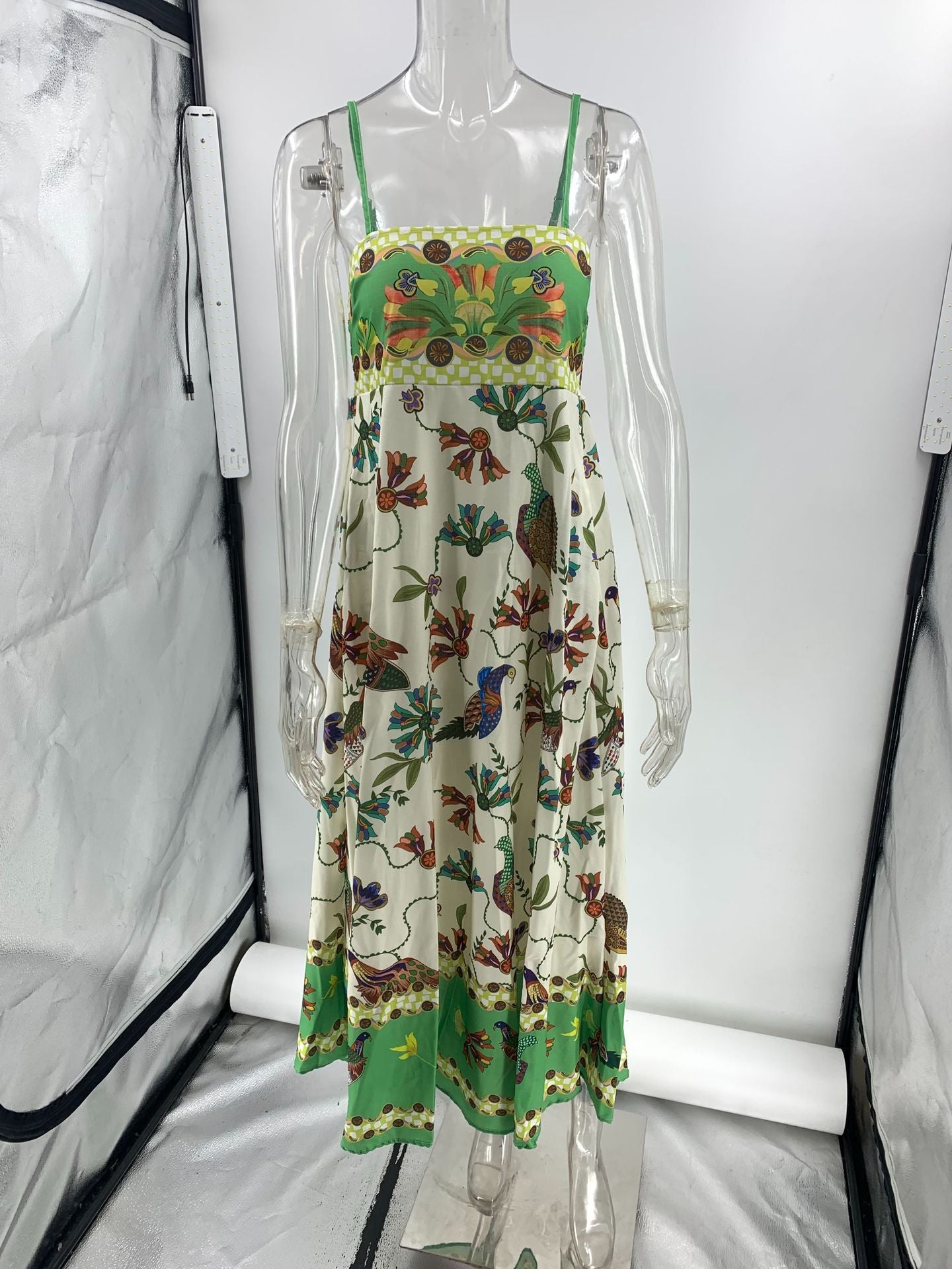 Vestido sin mangas con estampado floral y tirantes finos de verano para mujer