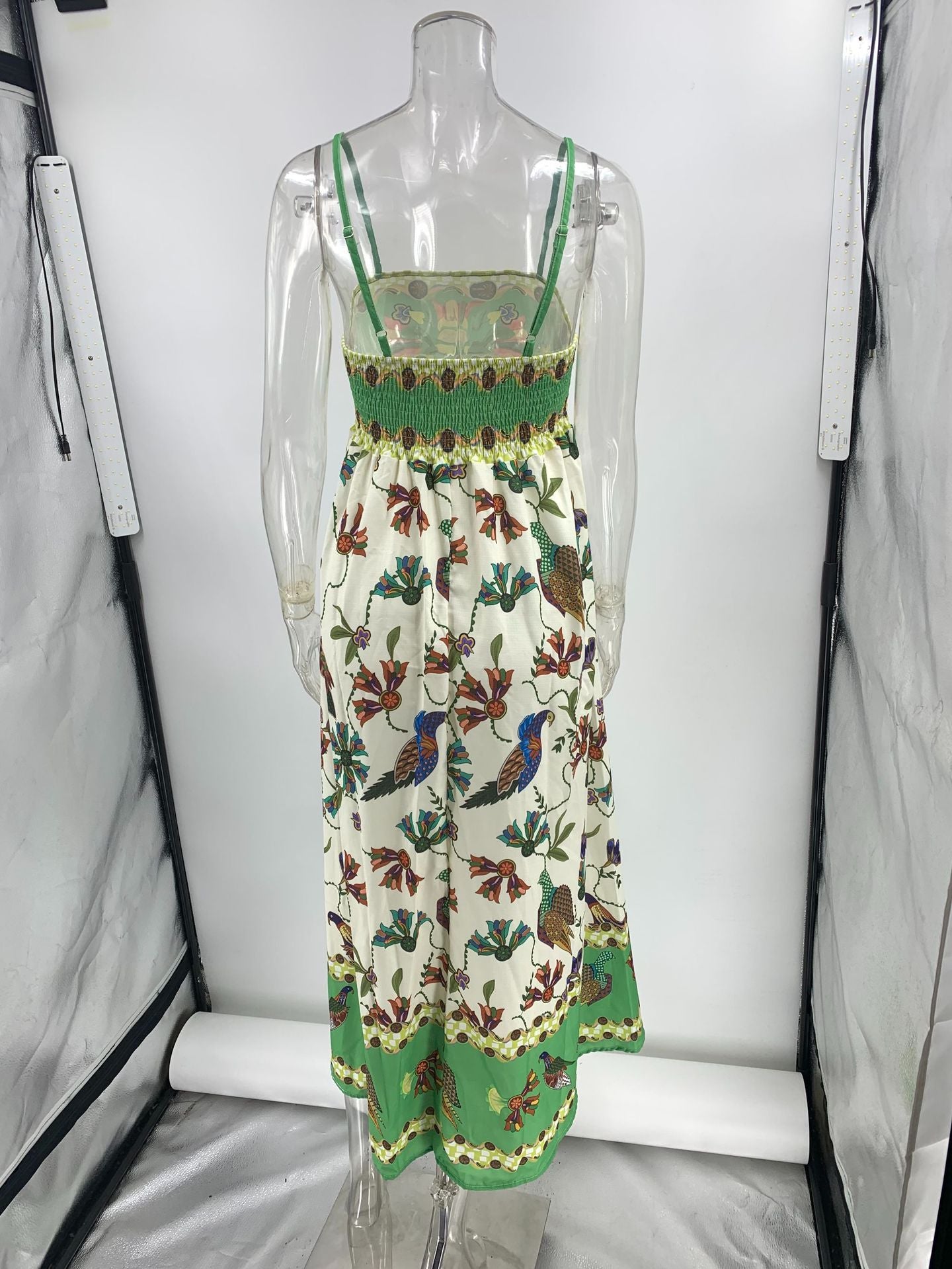 Women's Summer Spaghetti-strap Floral Print Sleeveless Swing Dress