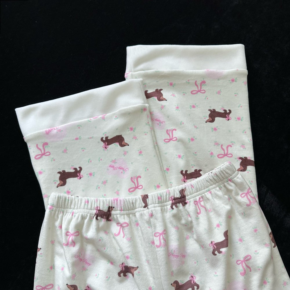 Island Velvet Sausage Dog Pajamas Women's Cute Outdoor Homewear