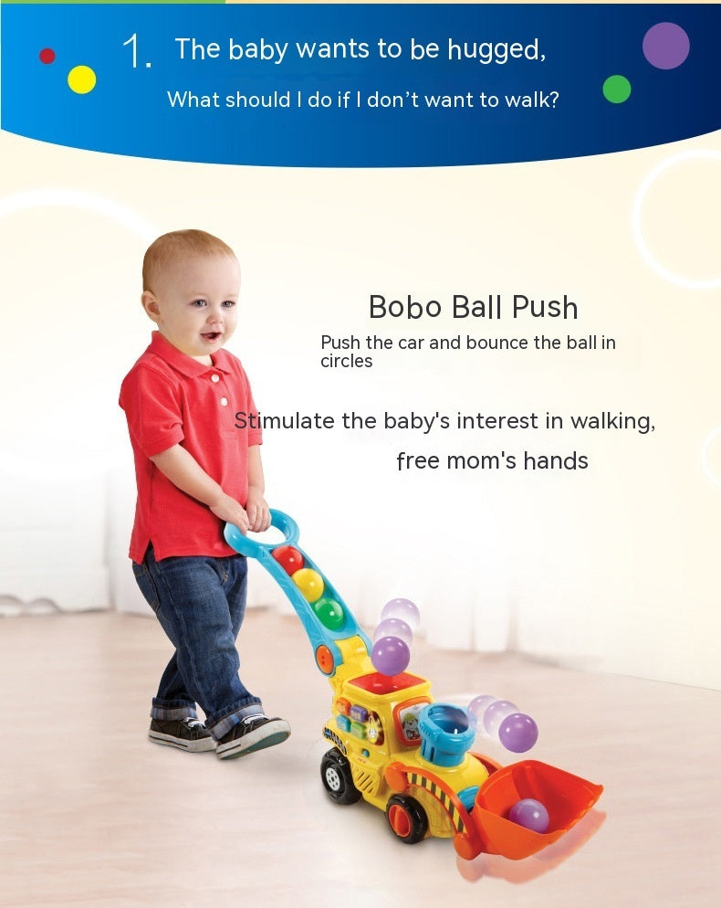 Bounce Ball Pusher Car Toddler And Baby Toddler Trolley Multi-function Game Forklift Toy