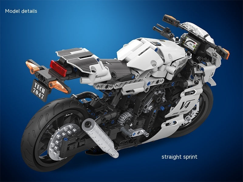 7047 Racing Motorcycle Assembled Building Blocks Boy Model Toy