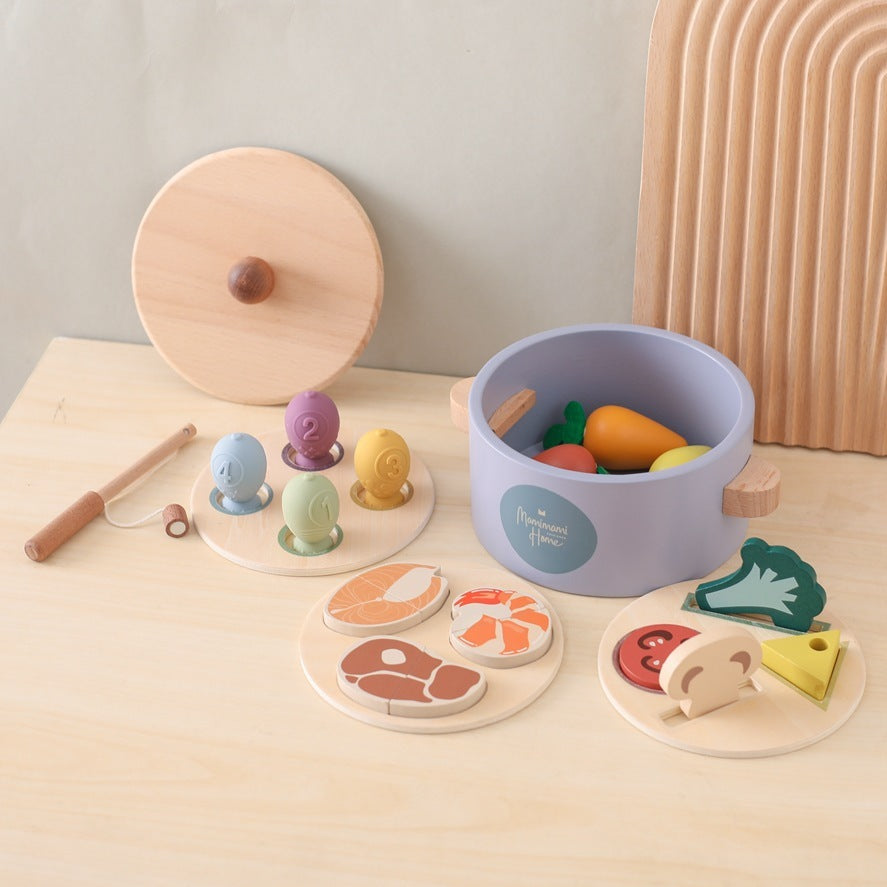 Juego de mesa de pesca de rábanos de madera para niños, juguete para jugar a las casitas