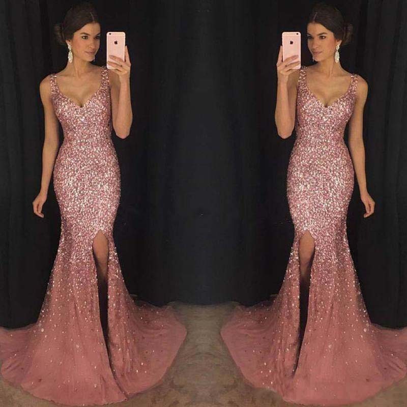 vestido con tirantes en V vestido ajustado con lentejuelas