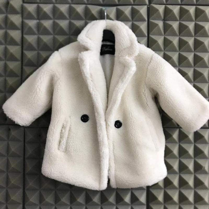 Vêtements pour enfants en fourrure Manteau en cachemire à revers