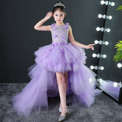 Robe de soirée filles princesse queue d'enfant