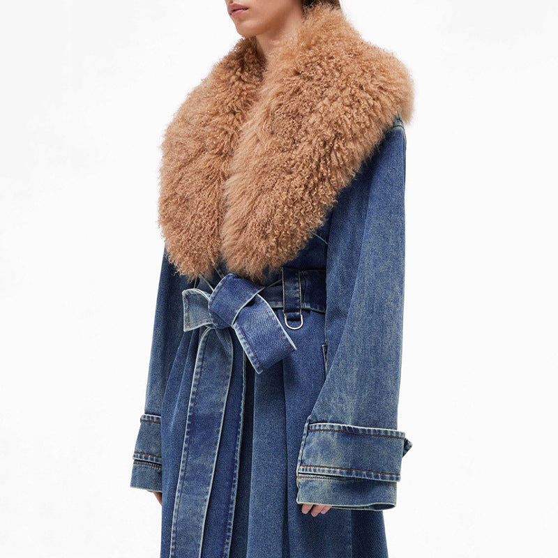 Trench-coat en denim à la mode pour femmes