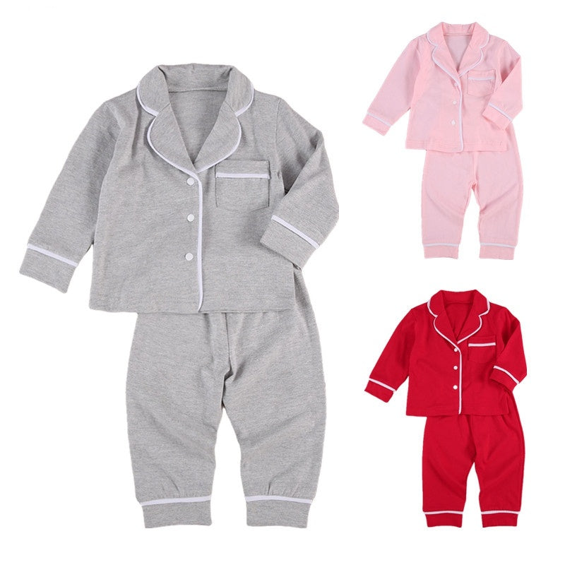 Ensembles de pyjama deux pièces en coton pour enfants en bas âge, bébé fille et garçon