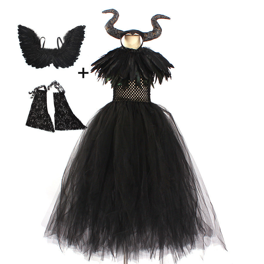 Robe en maille noire pour filles, Costume de Performance à la mode