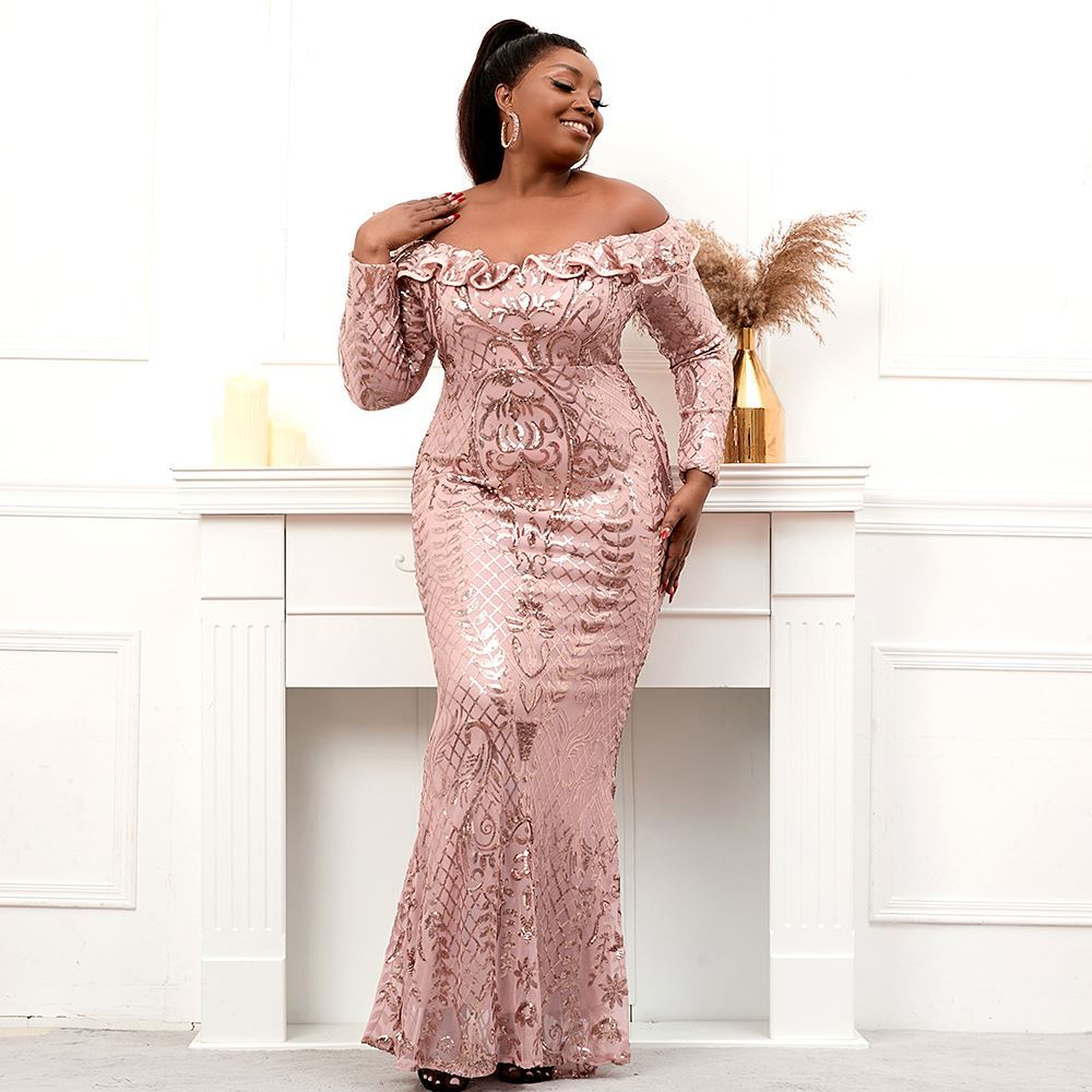 Grande taille femme longue Sve Bla GoSequin robe de soirée Ele