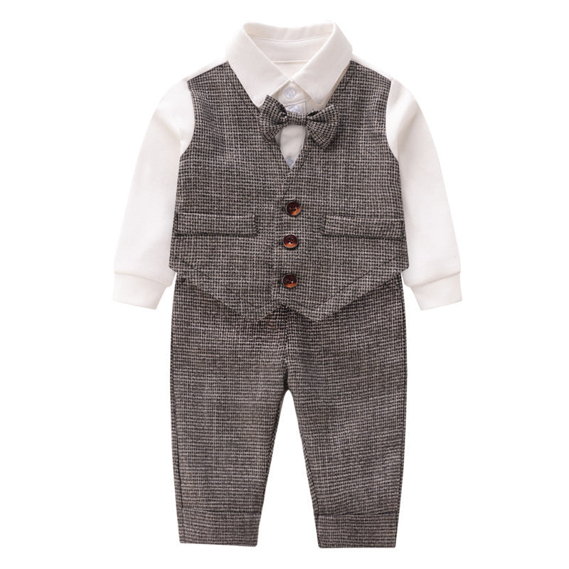 Baby gentleman's dress bow tie romper dress