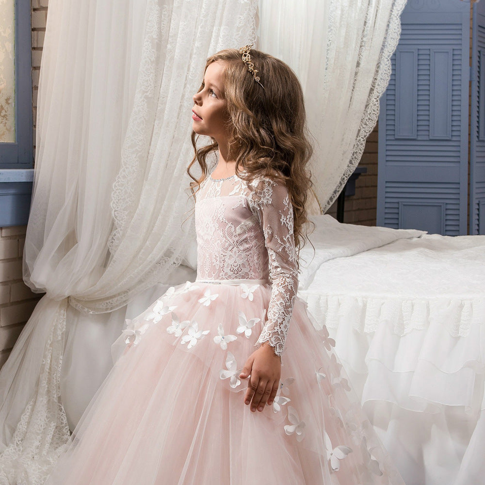 Robe longue pochée de mariage pour filles, robe de princesse