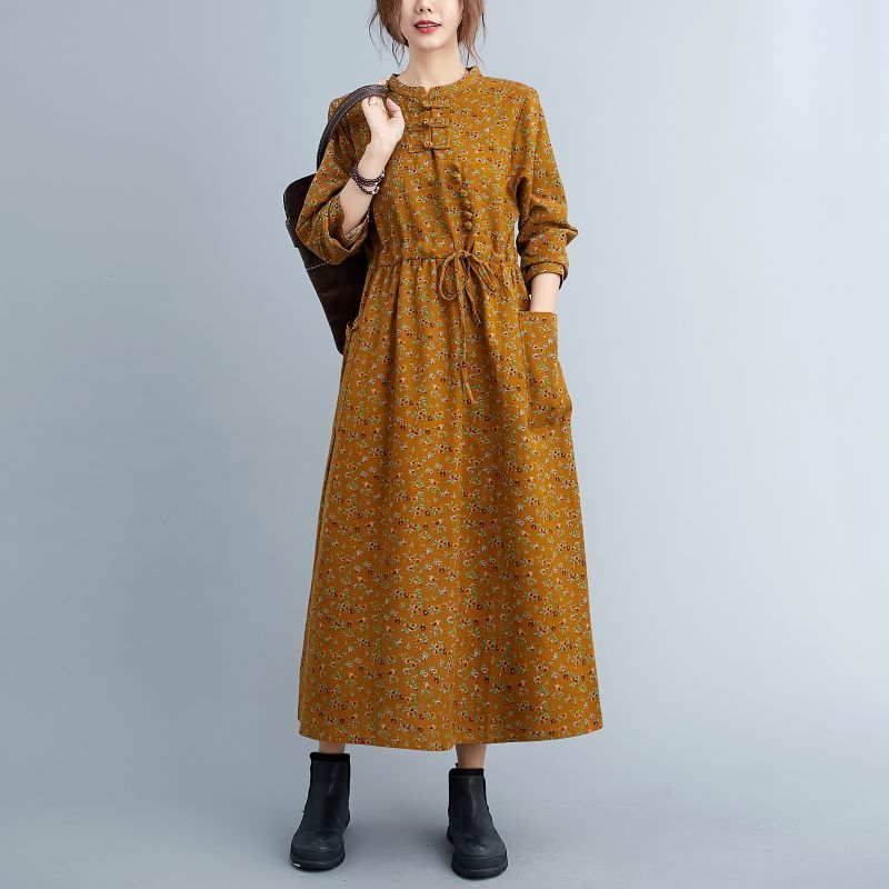 Robe fleurie à cordon de serrage pour femme