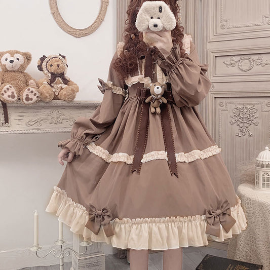 Vestido de niña suave diario Teddy Bear Op Tea Party Lolita