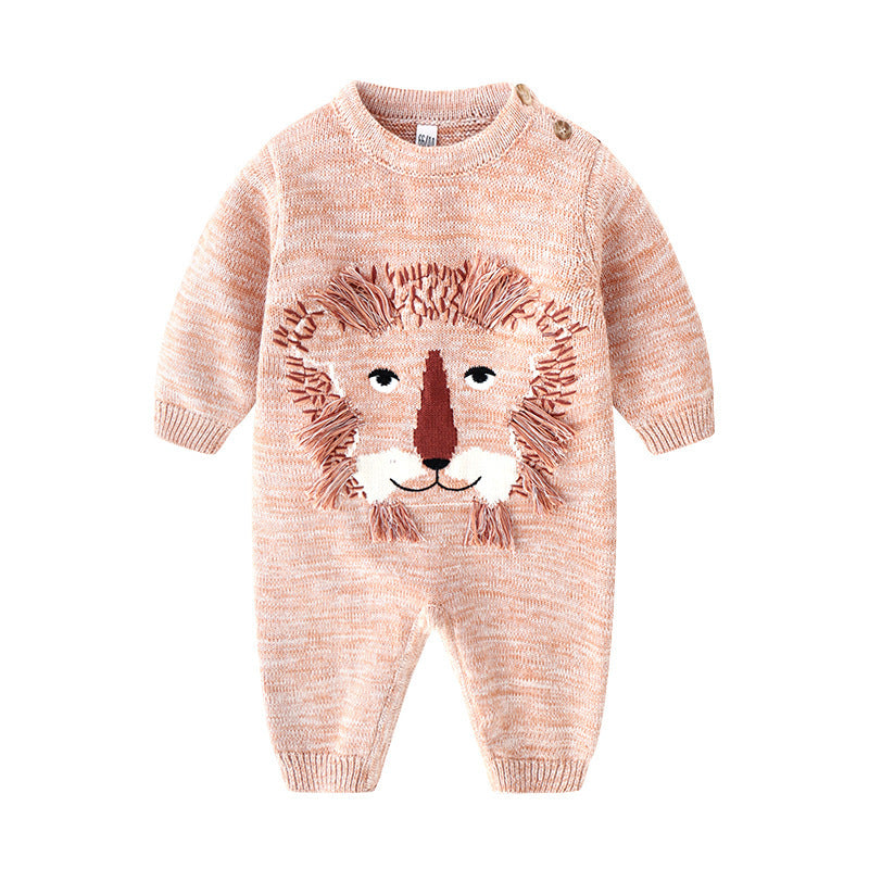 Cute lion knitted cotton sweater one-piece