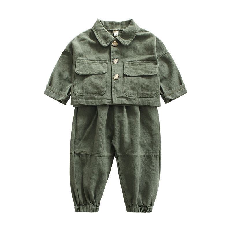 Tooling Children's Baby Spring And Autumn Denim Two-piece Suit